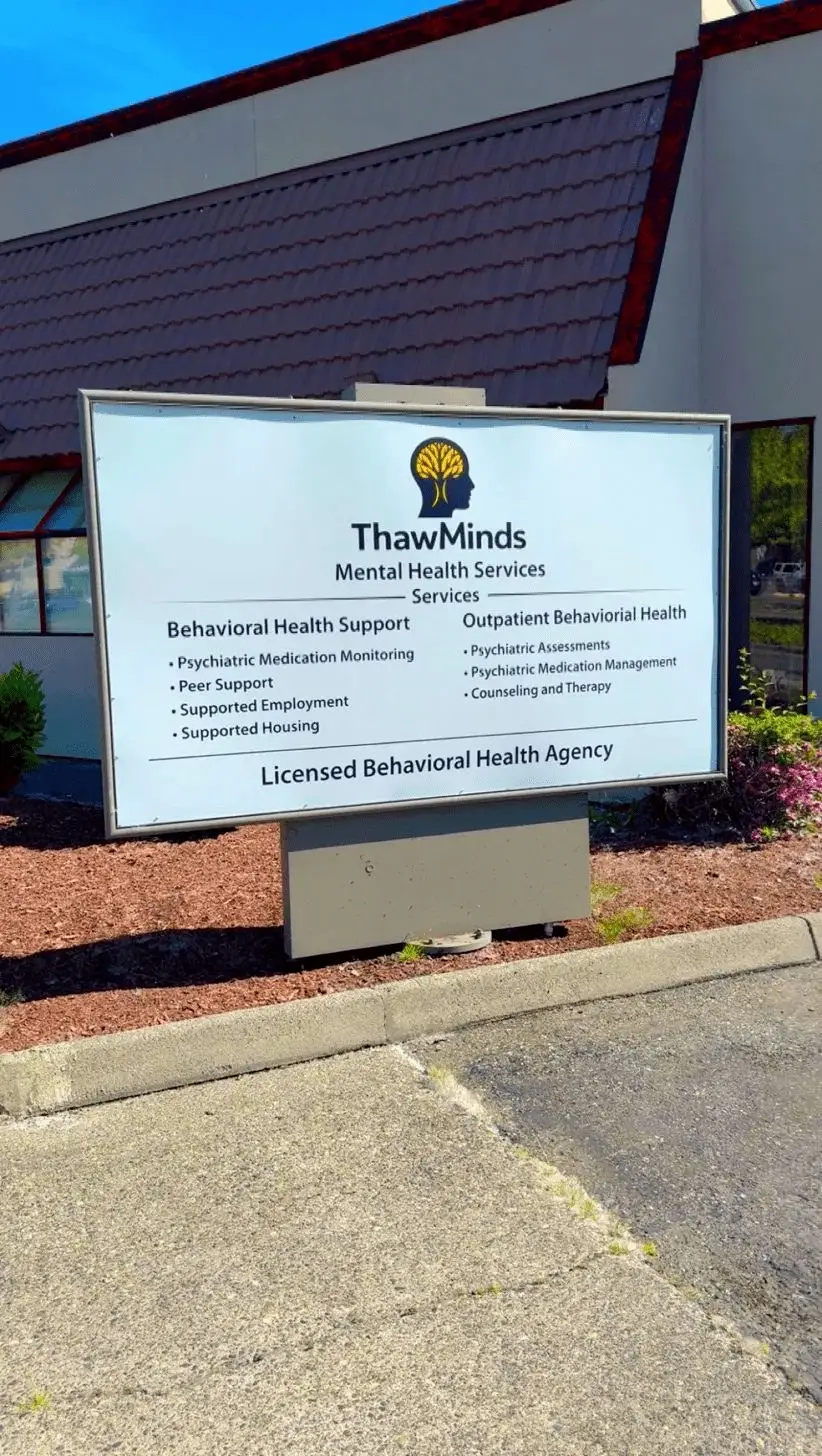 The ThawMinds sign above the clinic entrance